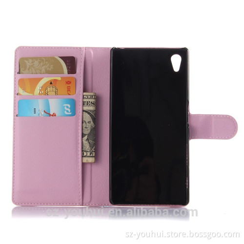 Factory price leather flip cover case for Sony Xperia Z5